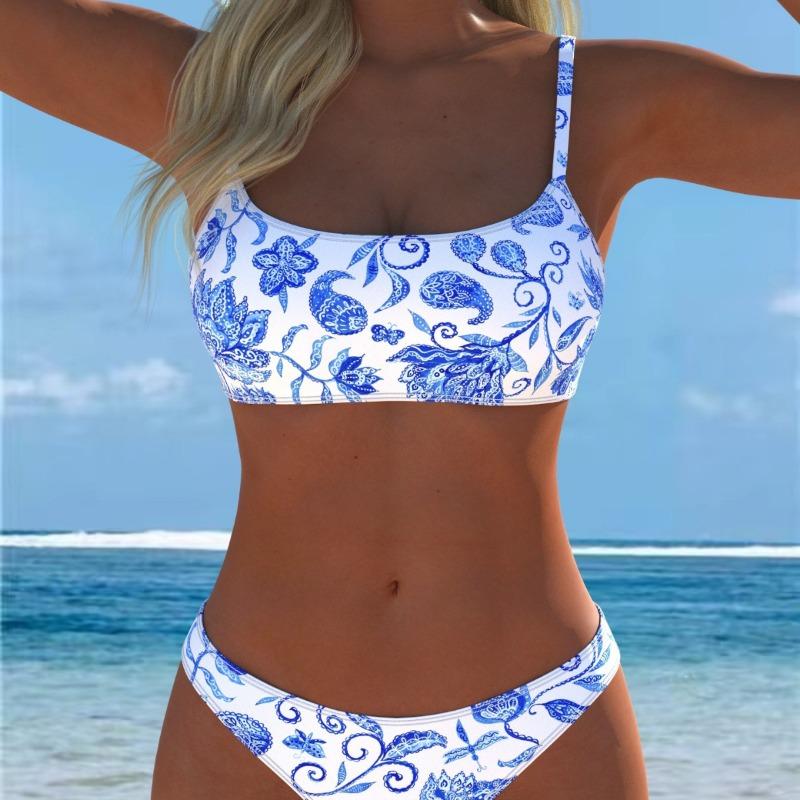 Costume da bagno da donna 2026 a due pezzi Stile Canotta Piccola Set Costume da bagno Canotta con Spalline Stampata Bikini a Due Pezzi