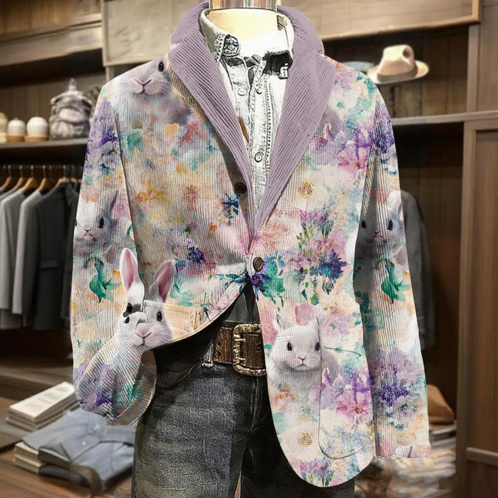 Herren Business Casual Mode Bedruckte Cordjacke