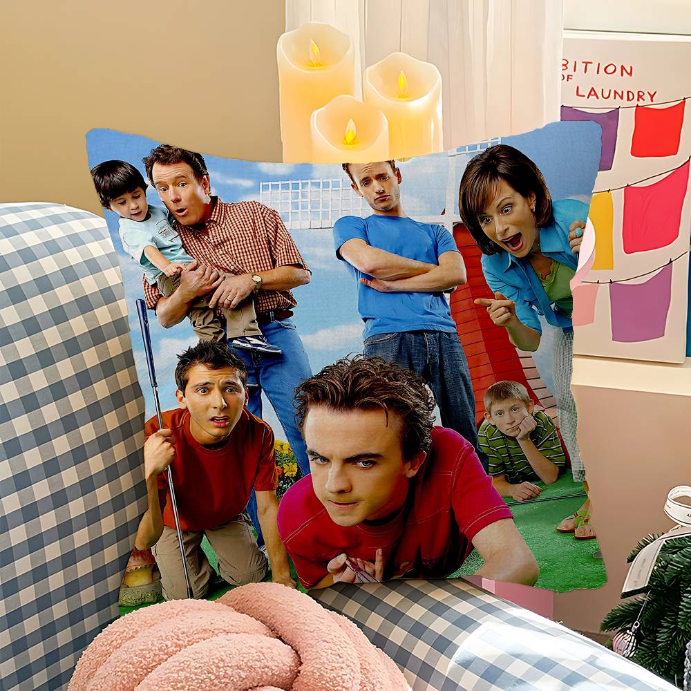M-Malcolm In The Middle Pillow Covers Cartoon Sofa Decorative Home Double-sided Printing Short Plush Cute Cushion Cover