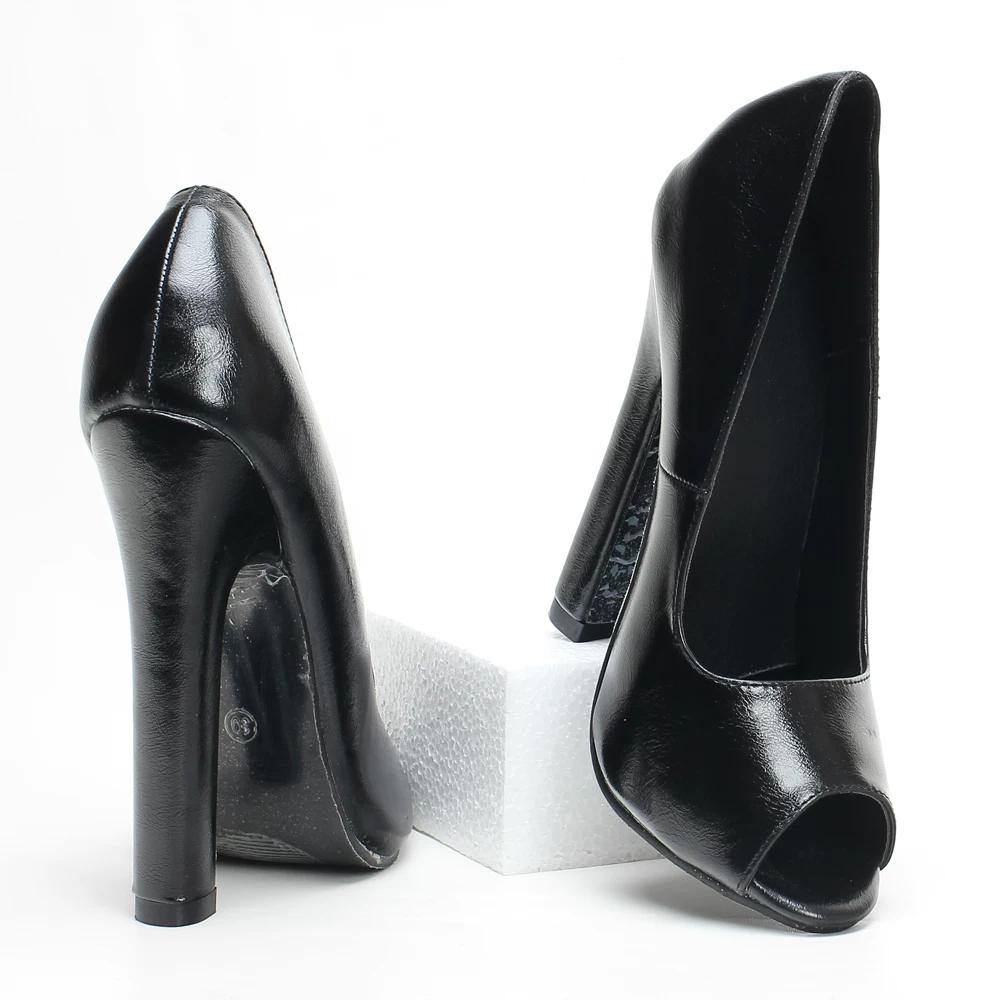 16cm High Block Heels Pumps Women Peep Toe Shoes Unisex Pole Dance Nightclub Sexy Shoes