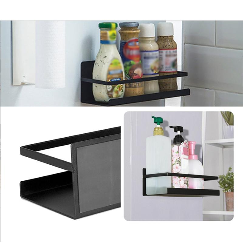 Fridge Spice Rack Organizer Single Tier Magnetic Refrigerator Spice Storage Shelf Wall Mounted Side Shelf Organizer чёрный 5080₽