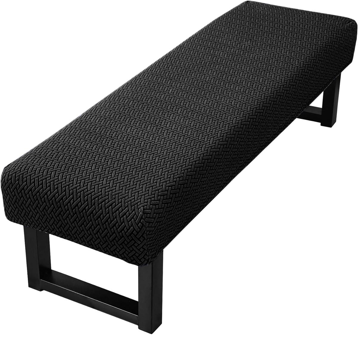 

Чехол для обеденной скамьи из эластичного жаккарда для гостиной, съемный чехол для скамьи с защитой от пыли, можно стирать, защитное покрытие для сиденья скамьи чёрный