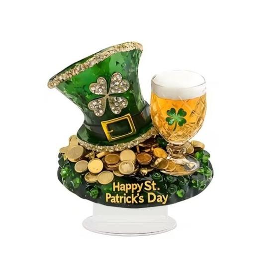 St. Sint Patrick's Dag Acryl Tafelbord 2D Ierse Klavertje Vier Kabouter Tafelblad Ornament voor Binnen Huis Bureau Plank Decoratie