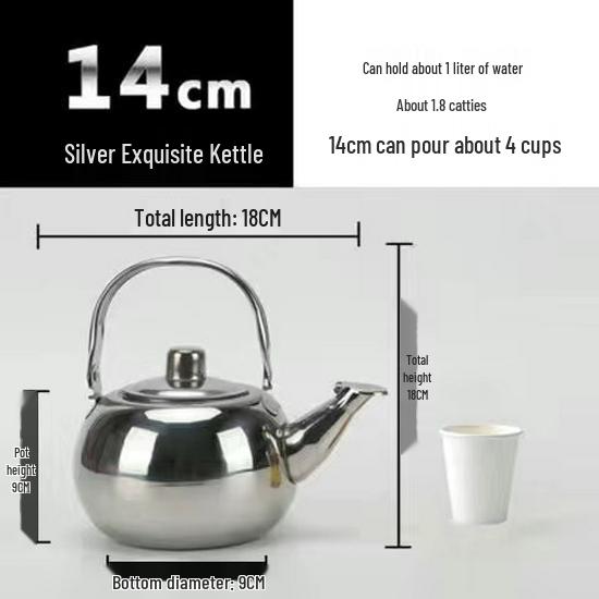 Stainless Steel Teapot Kettle with Filter - Flat/Spherical Base, Exquisite Design
