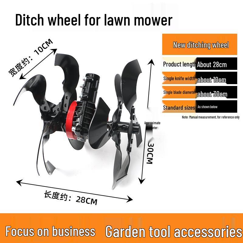 Atașament Multifuncțional de Dezburuienat cu Roată pentru Motocoasă pentru Cosit și Săpat