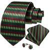 Dibangu Christmas Men's Tie Set Red Green Santa Claus Animal Tree Silk Juaquard Hanky Cufflinks Set Gift for Men