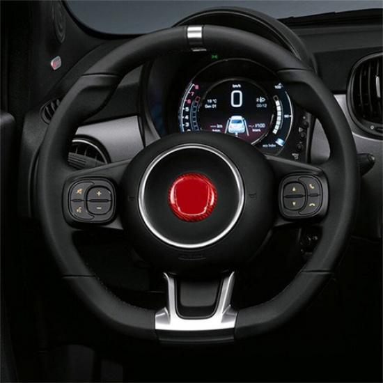 Hard Carbon Fiber Steering Wheel Decoration Sticker For Fiat 500  21 22 23