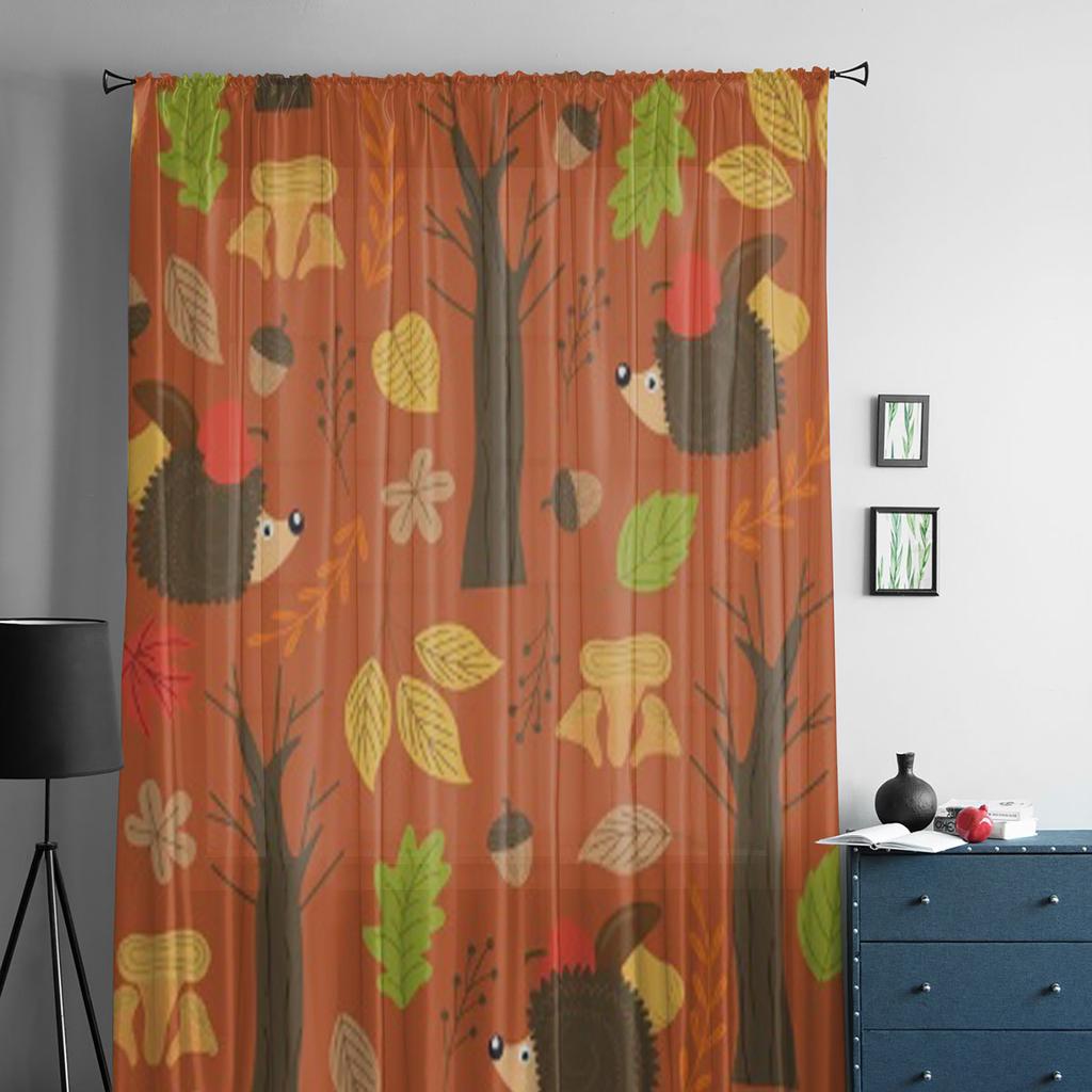 Igel Illustration Tüll Transparente Fenstervorhänge für Wohnzimmer Das Schlafzimmer Moderne Chiffon Voile Organza Vorhänge Dekor Vorhänge