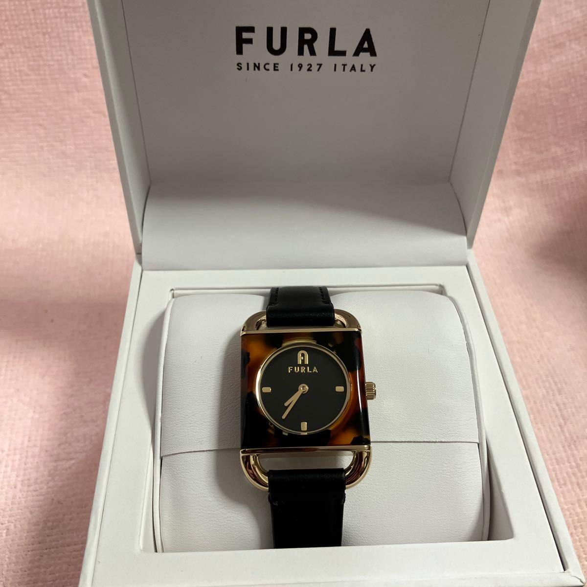 Used [New and unused item] FURLA wristwatch tortoiseshell square black ladies WW00017009L2