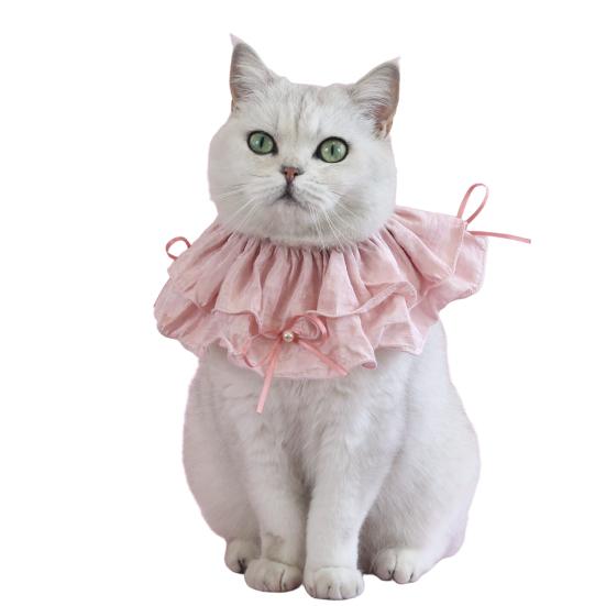 Cat Bib Collar Pet Bandana Scarf Accessories with Bow Adjustable Cat Dog Princess Costume for Christmas Birthday Party Decoration