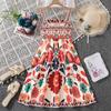 Girls' Fashionable Dress for Summer, Children's Casual Printed Halter Top Dress