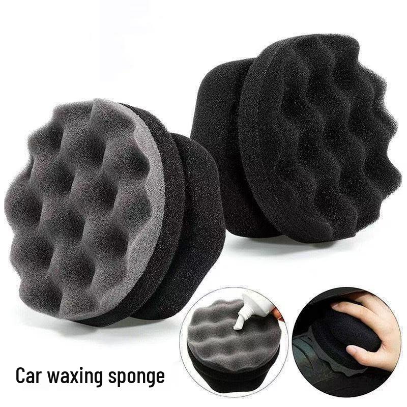 Wavy Pattern Handheld Tire Wax Sponge Small Black Wavy