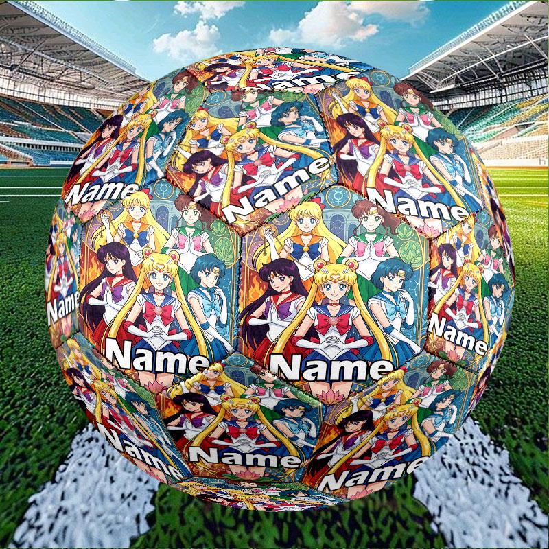 Custom Name Personalized Sailor Moon Print Size 5 Soccer Ball Training & Match Football, for Team, Kicking, Gift for Football Enthusiasts