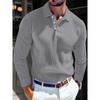 2025 New Men's T-shirt Knitted Lapel Business Button Slim Long-sleeved Polo Shirt