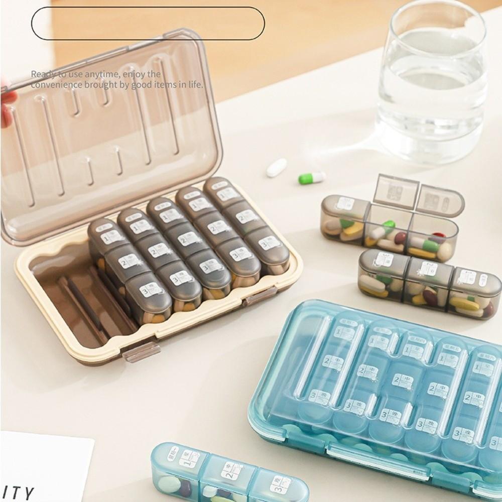 Creative 21 Grids Weekly Pill Box Moisture-Proof Sealed Pill Organizer with Lid Large Capacity Pill Dispenser for Home&Travel