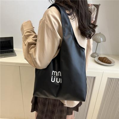 The New Korean Version of the Simple Letter Single Shoulder Large-capacity Tote Bag for Women's Niche Versatile Commuter Casual Armpit Bag