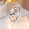 Cushion Cut Square Rainbow White Fire Opal Rings For Women Gold Horse Eye Zircon Charm Leaf Wedding Bands Party Jewelry CZ