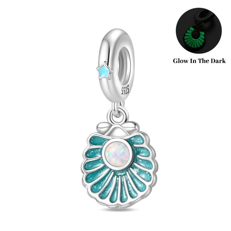 Ocean Series Copper Luminous Shell Pearl Fishtail Tortoise Charms Beads Fit 3Mm Original Bracelets Fine Diy Jewelry