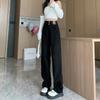 High Waist 2025 Autumn and Winter Black Wide-leg Straight Jeans Women's Loose and Thin New Drape Mopping Ins
