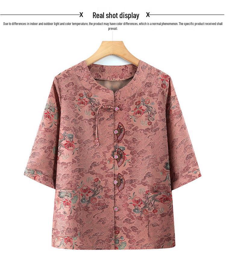 2026 Spring/Summer Slimming Printed Shirt for Plus Size Middle-Aged & Elderly Women