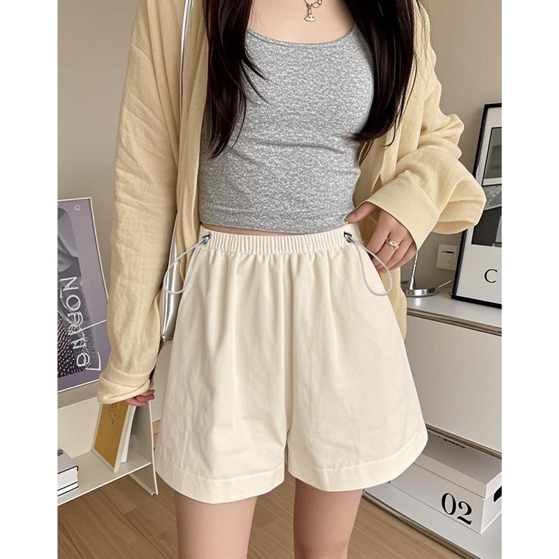 

Khaki Slim-Fit Maternity Work Shorts - Casual A-line, Mid-Length, Wide-Leg. 2XL [140-155 jin] абрикосовый