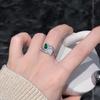 Anillo Paraiba Vintage Bling Flash Sentido Avanzado Cultivo Artificial Apertura Femenina Anillo Esmeralda de Lujo Ligero