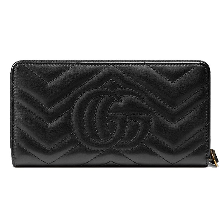 GUCCI GG Marmont Artificial Leather Wallet Women's Black 443123-DTD1T-1000