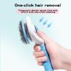 Automatic Hair Release Pet Grooming Brush Blue Two-Tone Ergonomic Handle Anti-Scratch Steel Pin Brush for Long Short Haired Pets