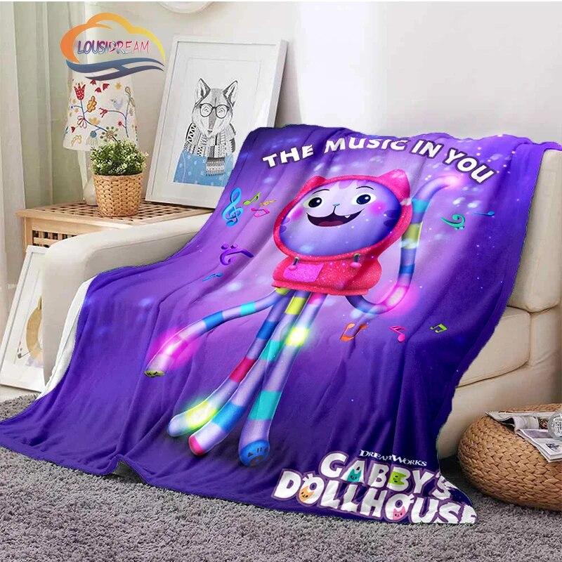Cartoon Gabby's Dollhouse Cute Cashmere Blanket Children and Girls Warm Portable Plush Cozy Throw Blanket Bed Sofa Blanket