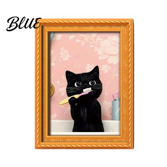 Retro Holz Fotorahmen Magnete Schwarze Katze Kühlschrankmagnet Saisonale Cartoon Küche Badezimmer Dekor Dekorativ Weichmagnetische Aufkleber Niedliches Thema
