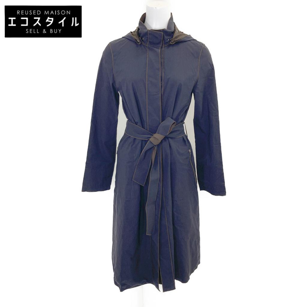 FOXEY NEW YORK 23451 Navy Nylon Reversible Hooded Coat coat 40 NavyUsed