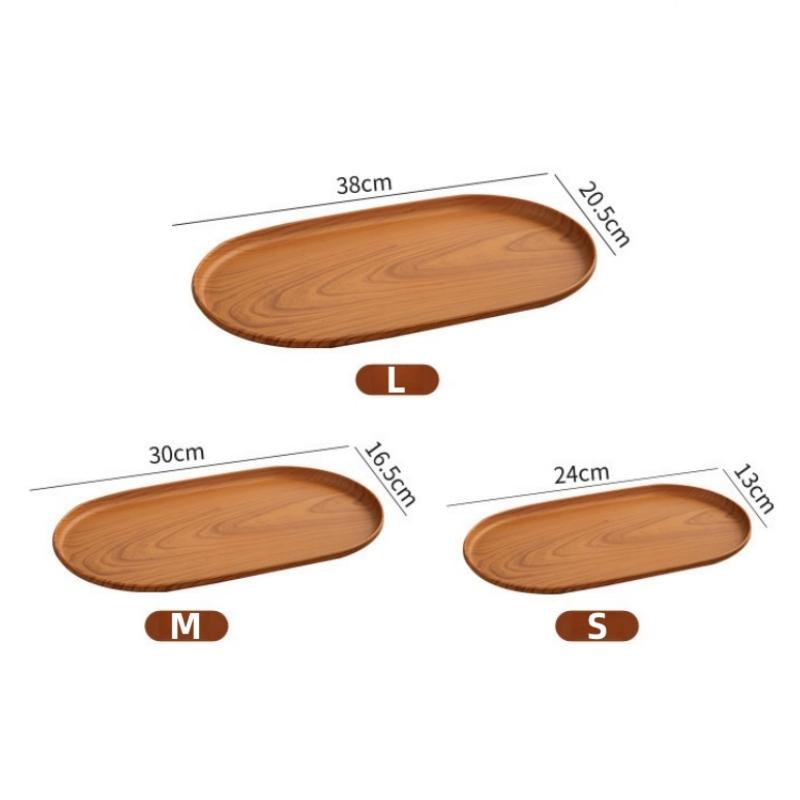 

3pcs Large Tray Set, Snack Plate, Tea Cup Plate, Faux Wood Grain and Modern Style Design, Stackable, Reusable Plastic Trays
