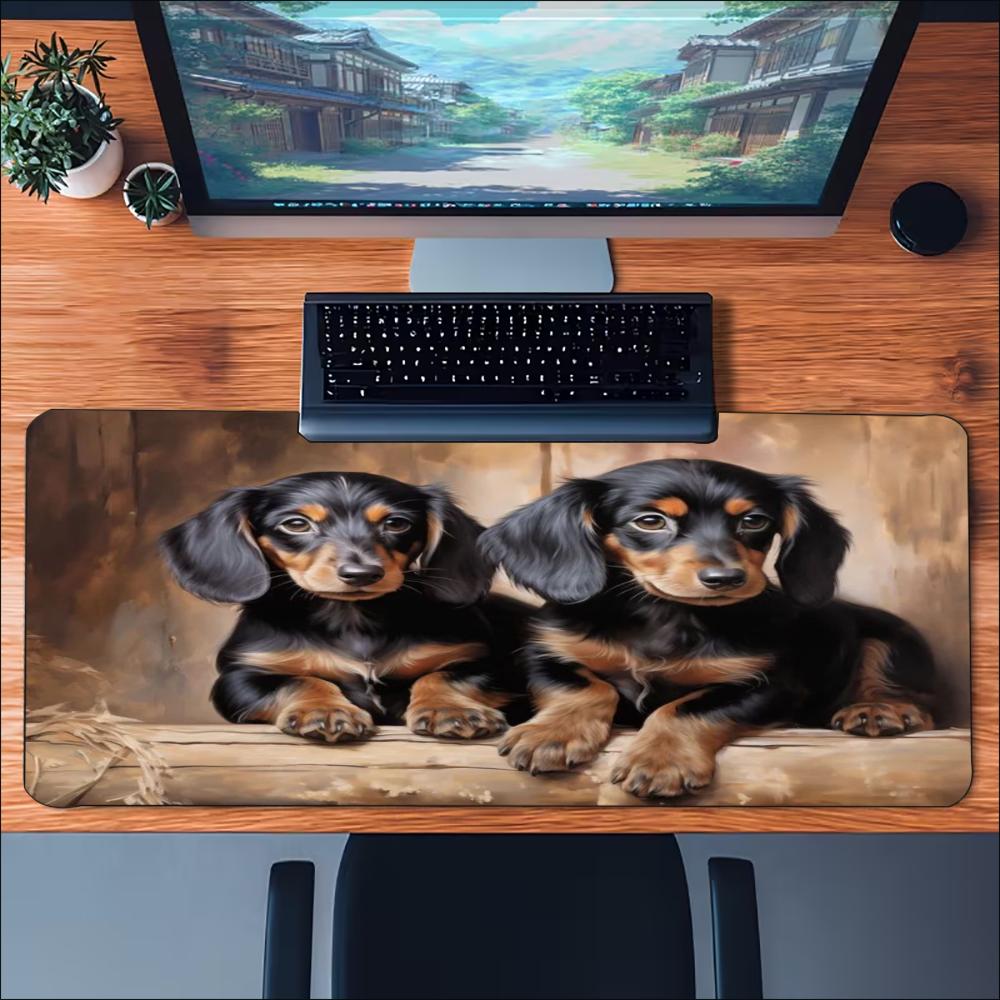 Süßer Dackel Hund Große Schreibtischmatte Rutschfeste Gummi-Gaming-Mauspad HD-Druck Tastaturunterlage Für Büro Laptop Gamer Computer-Setup