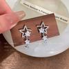 High-end romantic star falling galaxy zircon star earrings fringed stud earrings unique light luxury high-end temperament ear jewelry