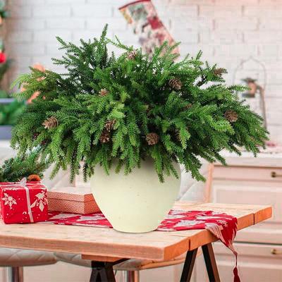 6Pcs Norfolk Branches With Cones, 17.7inch/45cm Artificial Xmas Norfolk Branches For Christmas Indoor Outdoor Home Decor