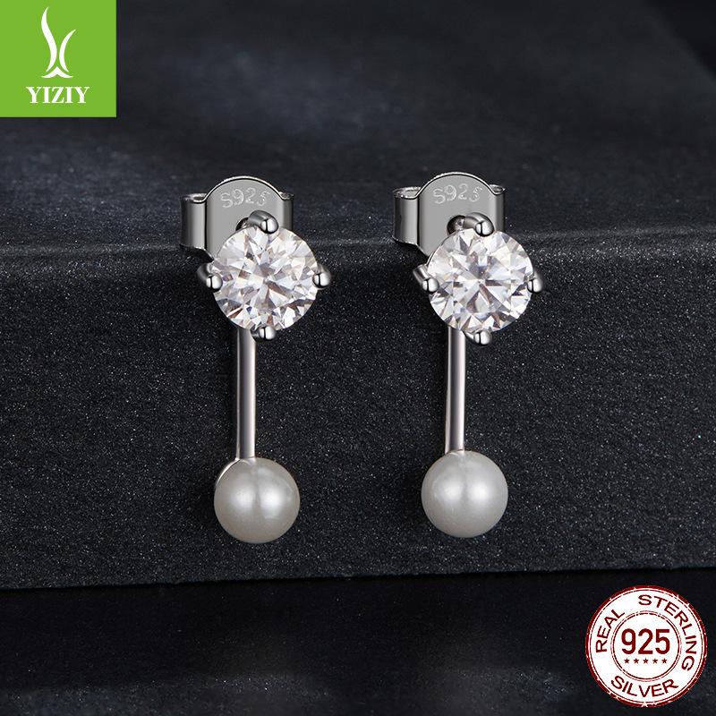 Simple And Exquisite Bead Moissanite Stud Earrings, Fashionable And Versatile S925 Sterling Silver Threaded Stud Earrings.