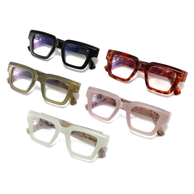 Stylish Anti-Blue Light Square Frame Reading Glasses - Color Block Trend, Versatile and Fashionable Design