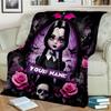 1PC Custom Name Gothic Halloween Portrait Flannel Blanket Versatile,all-season Throw Suitable for the Living Room,bedroom,camping,travel,and Gift