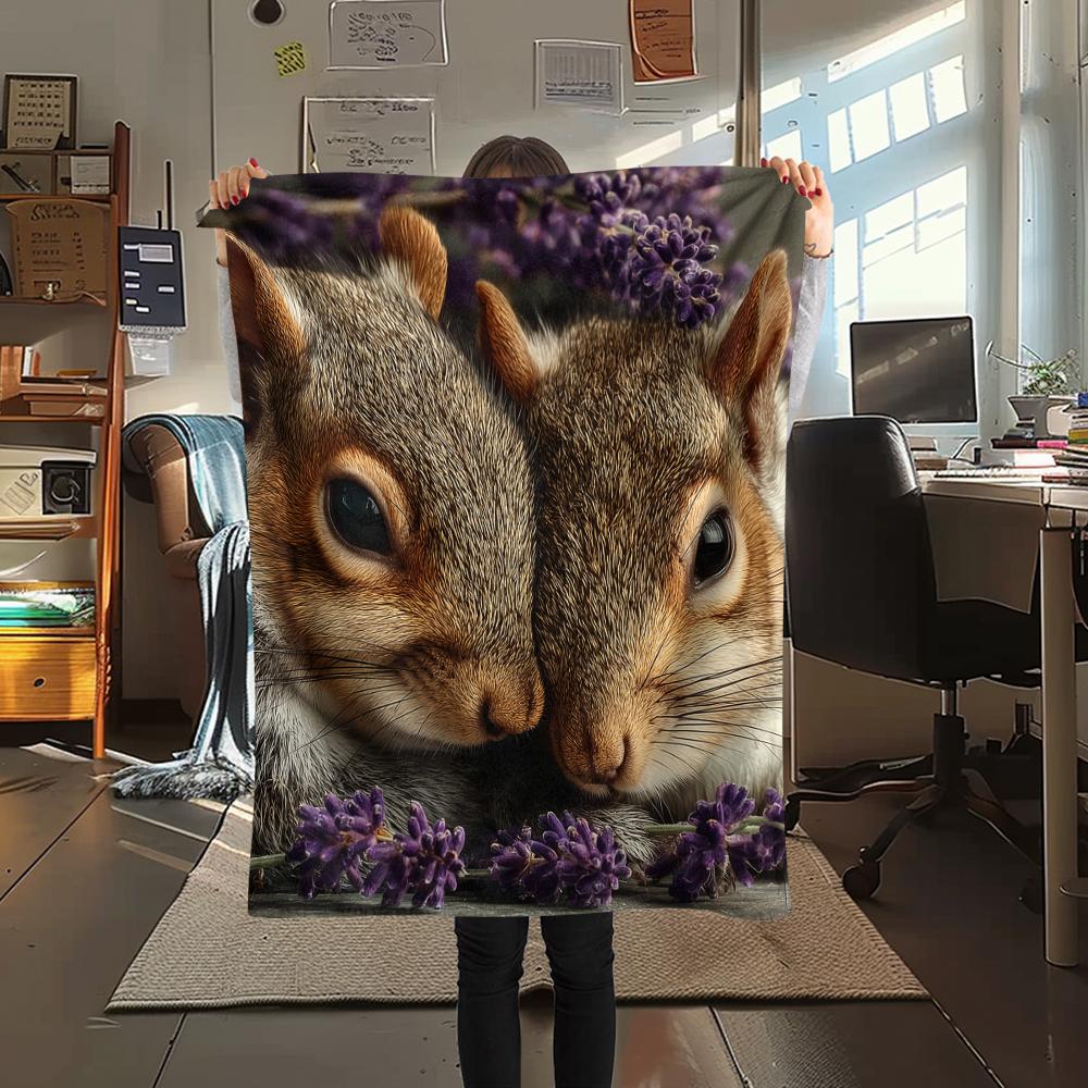 Two Squirrels,pattern Flannel Blanket, High quality Comfortable for All Seasons, Home Decor, Warmth and Comfort, Perfect for Gifts.