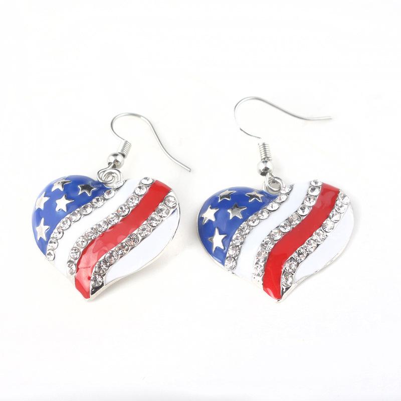 Cross-Border Independence Day Flag Hat Slippers & Heart Earrings in Red, White, Blue Stripes