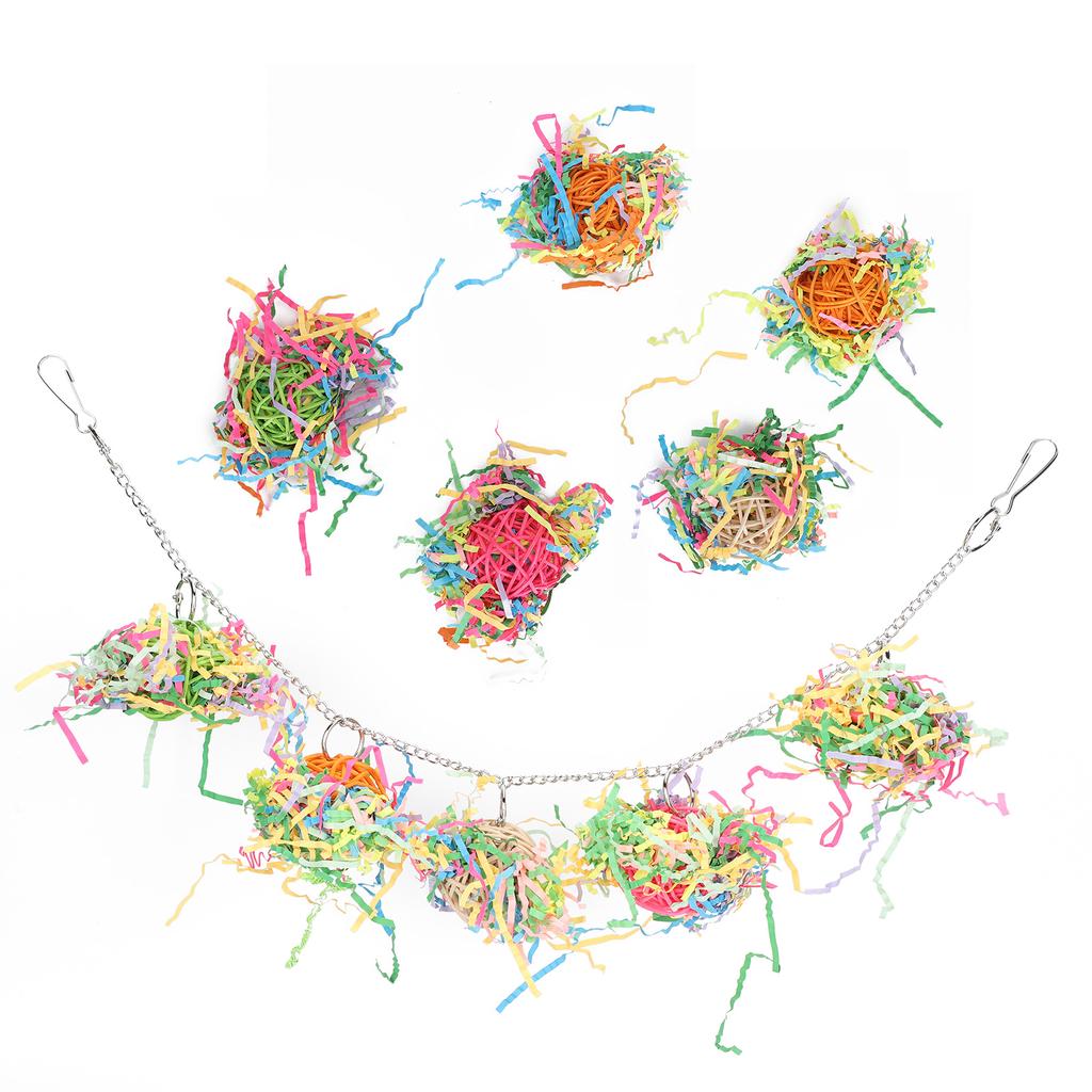10pcs Bird Hanging Cage Toys with Chain Parrots Biting Chewing Toy Accessory Colour Mixture