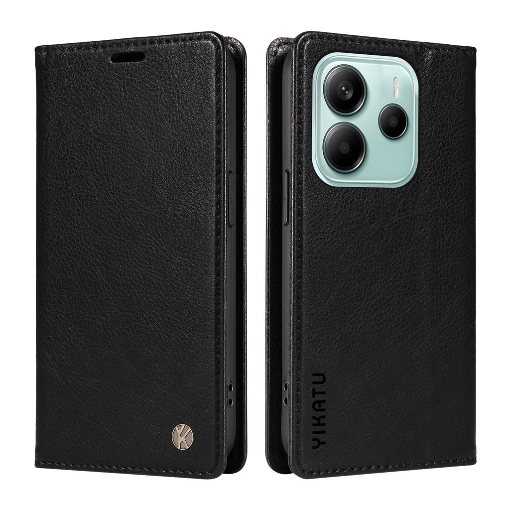 YIKATU YK-006 For Xiaomi Redmi Note 14 5G Case Magnetic Closure Leather Phone Cover Litchi Texture