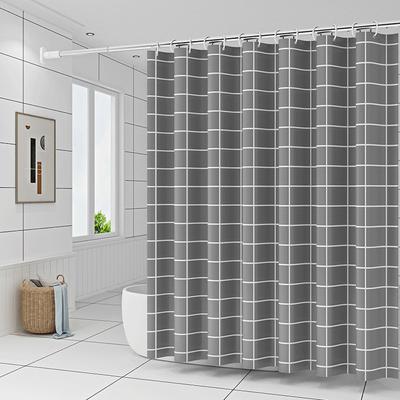 1 Stück Grau Karierter Duschvorhang (Mit Haken), Wasserdichter Badezimmer-Liner, Leicht zu reinigen, Resistent gegen Seifenreste, 71X71 Zoll