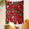 Festive Christmas Pattern on Red Patterned Tapestry Decorative Wall Hanging, Home Bedroom Living Room Decor