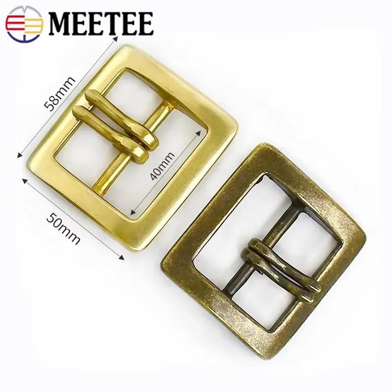 Boucles de Ceinture Rétro pour Homme Meetee 40mm Boucles à Ardillon Cuivre Pur Boucle de Ceinture à Double Aiguille Boucle d'Ajustement de Sangle Accessoires de Couture