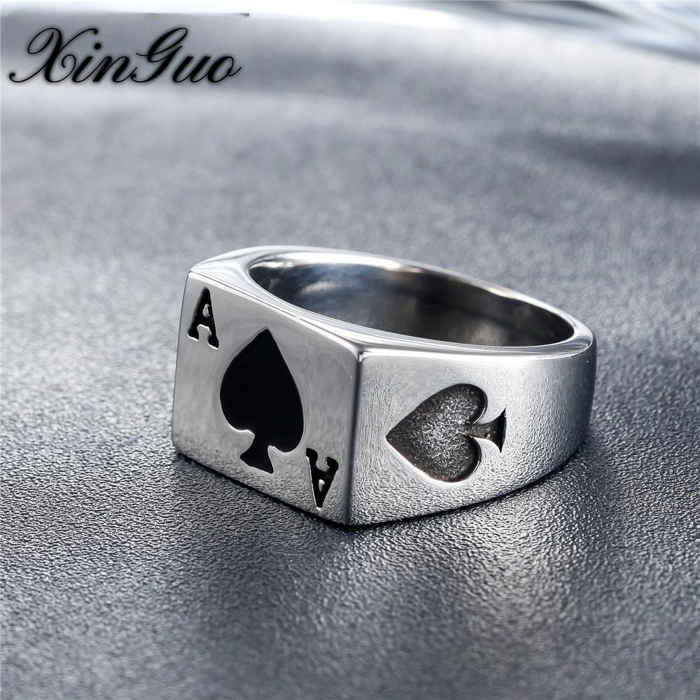 

Персонализированное мужское титановое кольцо Punk Magician Poker Ace of Spades из Европы и США 8