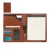 PU Leather Conference Folder with Clipboard Letter Size Document Folder File Organizers with Multiple Pocket Pen Slot