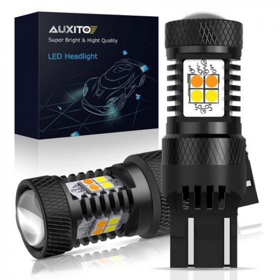 Switchback 7443 7444 LED Turn Signal Blinker Parking DRL Light Bulbs Amber/White