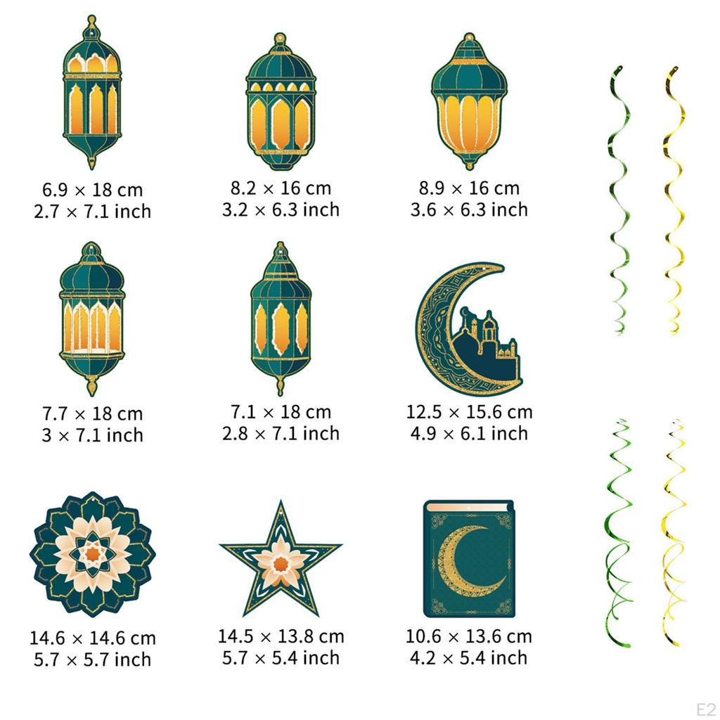 48x Eid Mubarak Spiral Hanging Decor Streamers Decorative Creative Ramadan for Festival