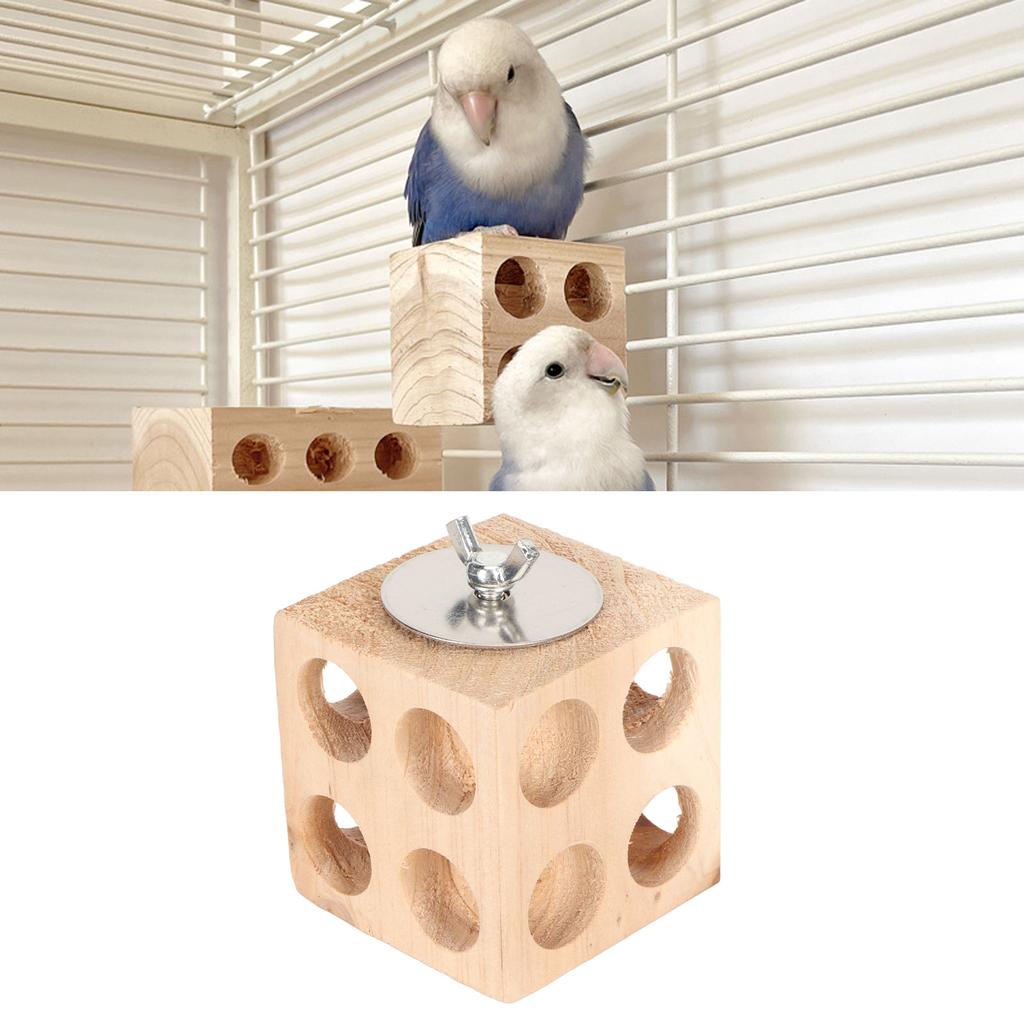 Bird Block Toy Foraging Shredding Wooden Block Chewing Toy for Lovebirds Cockatiels Budgies